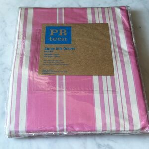 Pottery Barn Teen Pink Stripe Silk Drapes - 1 Panel 52" W x 63"L w/Drapery Hooks